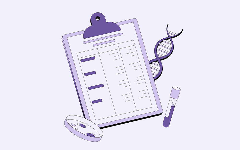 clipboard with laboratory research